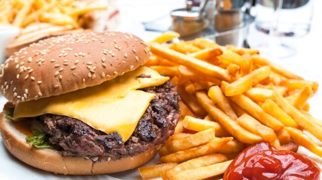trans fats hamburger and french fries