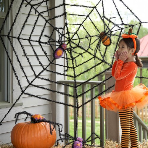 Giant Spider Web and Giant Spiders Halloween Decoration