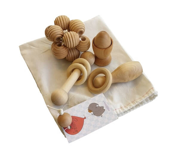Handmade Natural Wooden Baby Development and Discovery Set